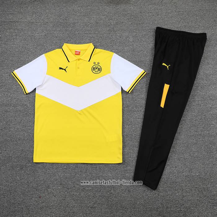 Conjunto Polo del Borussia Dortmund 2022 2023 Amarillo y Blanco